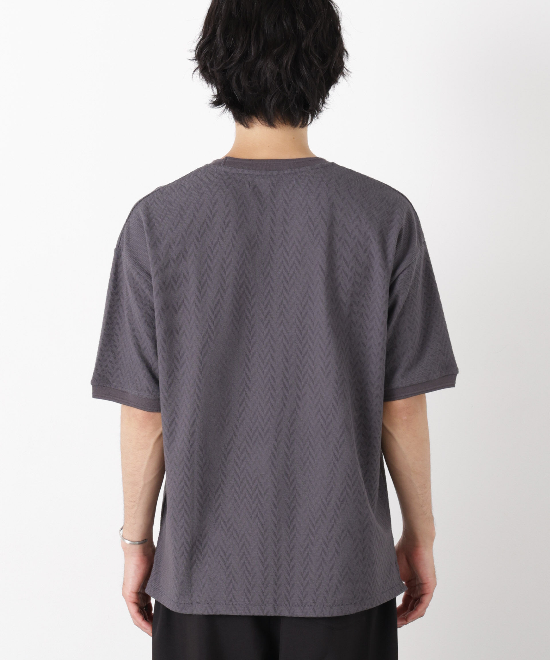 NANO universe「ヘリンボンジャガードTシャツ 半袖」|Tシャツ・カットソー|