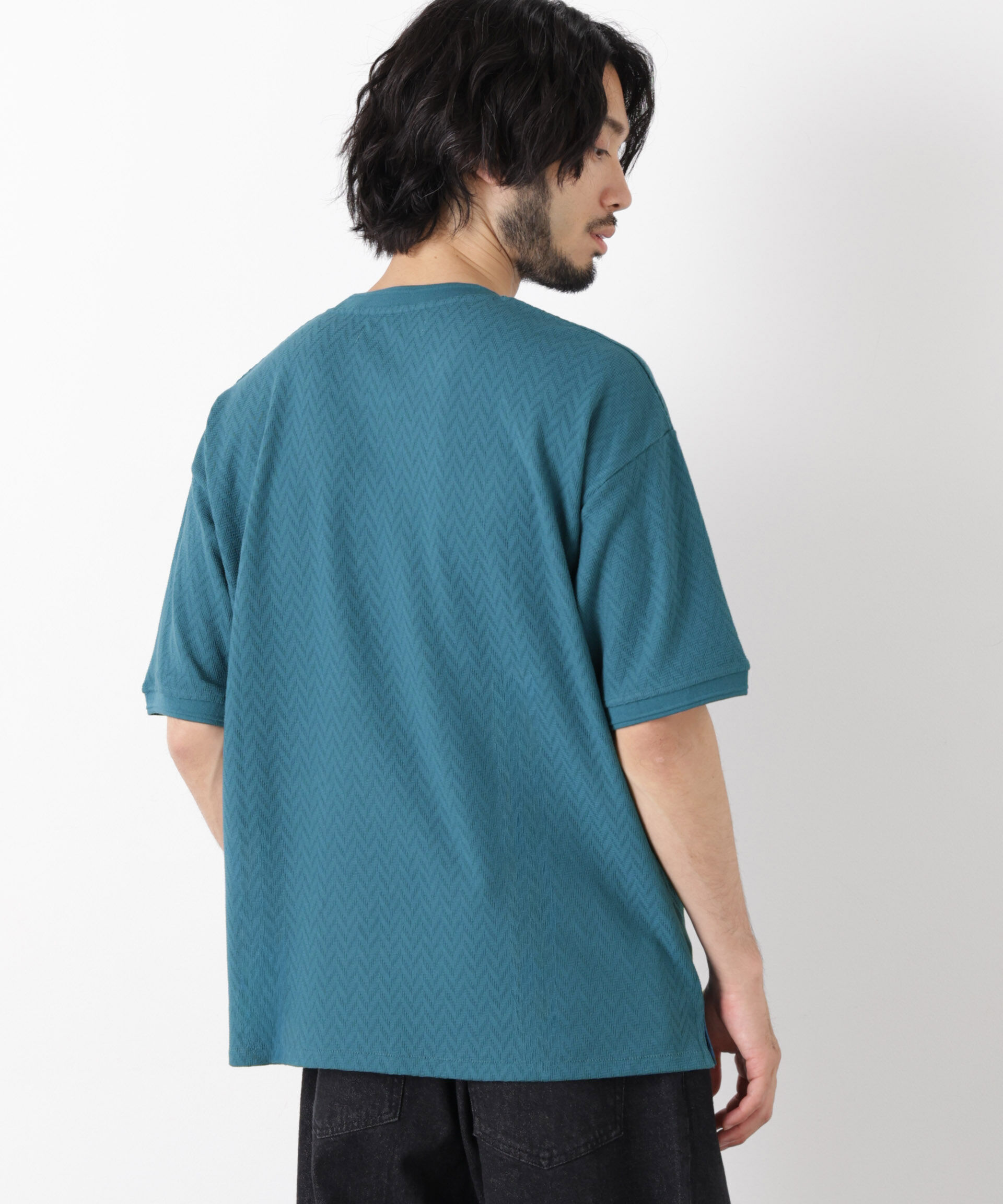 NANO universe「ヘリンボンジャガードTシャツ 半袖」|Tシャツ・カットソー|