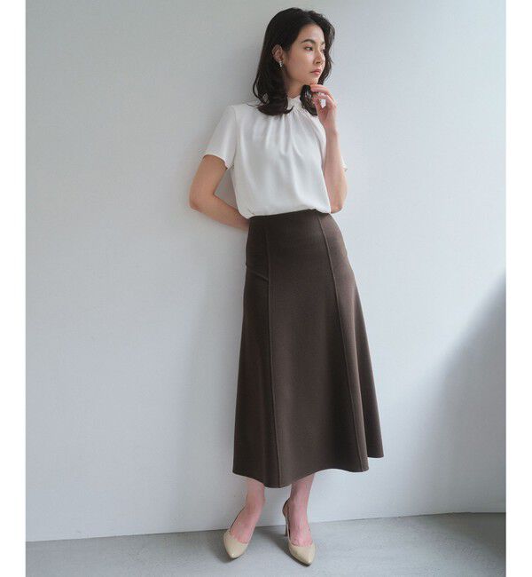 BEIGE,「【人気シリーズ】EVA / ハイネックハーフスリーブブラウス」|シャツ・ブラウス|