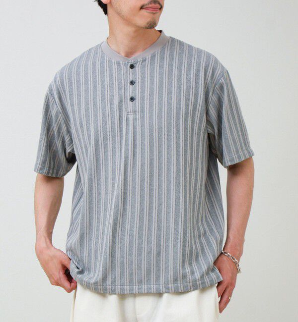 GLOSTER「シアージャガード ヘンリーネックTシャツ」|Tシャツ・カットソー|ミディアムグレー