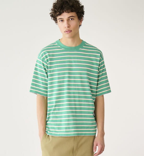  「RYE TENDER | 〈別注〉半袖 クルーネックニット MEN」|ニット・セーター|GREEN系1