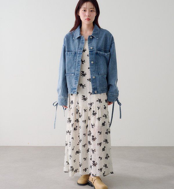  「【2サイズ展開】ドットフラワーキャミワンピース」|ワンピース|
