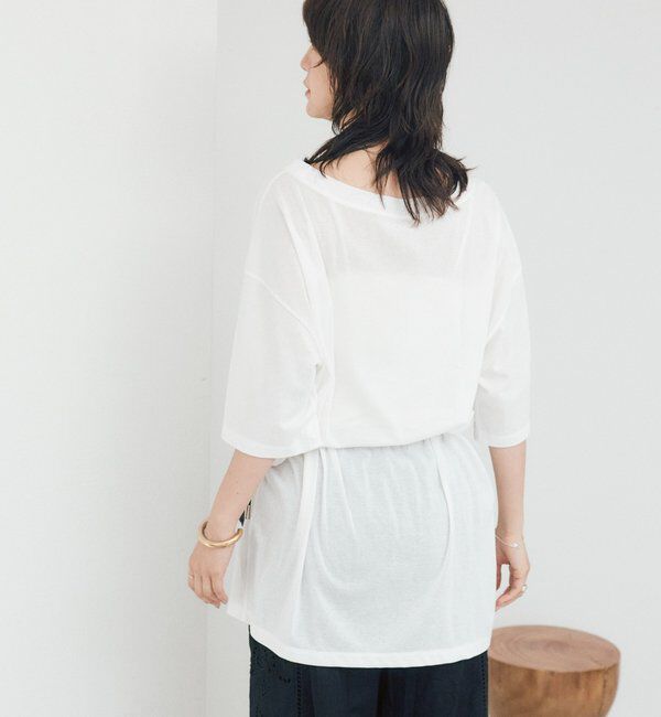  「【A・MONN】【吸水速乾/接触冷感】オープンネックチュニックTee」|Tシャツ・カットソー|