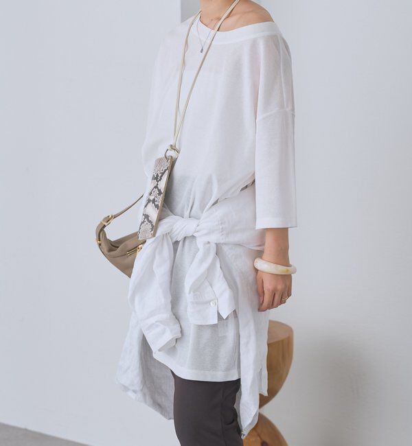  「【A・MONN】【吸水速乾/接触冷感】オープンネックチュニックTee」|Tシャツ・カットソー|