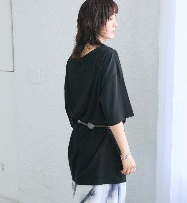  「【A・MONN】【吸水速乾/接触冷感】オープンネックチュニックTee」|Tシャツ・カットソー|