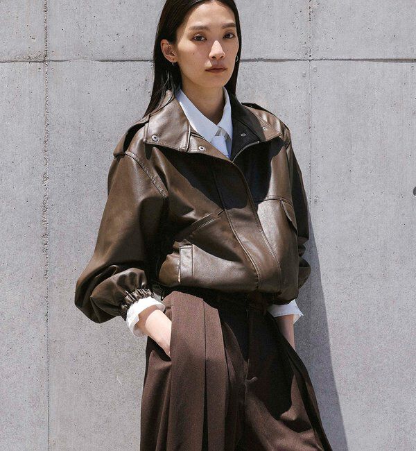  「【2026AW Debut】【UNFORM】フェイクレザーブルゾン」|ベスト・ジレ|