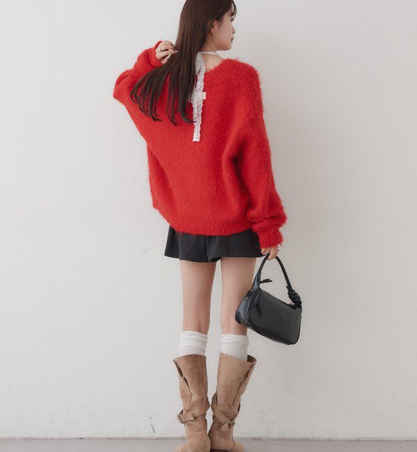  「チョーカー付きVニットカーディガン」|カーディガン|