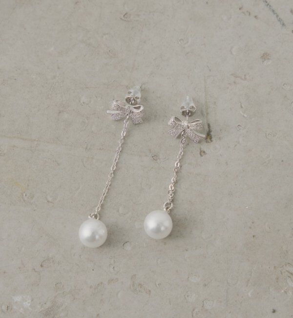  「ドロップパールリボンピアス」|ピアス|