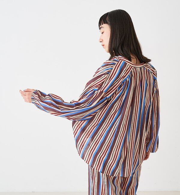 collex「ブロックプリント ユラギ ストライプブラウス」|シャツ・ブラウス|