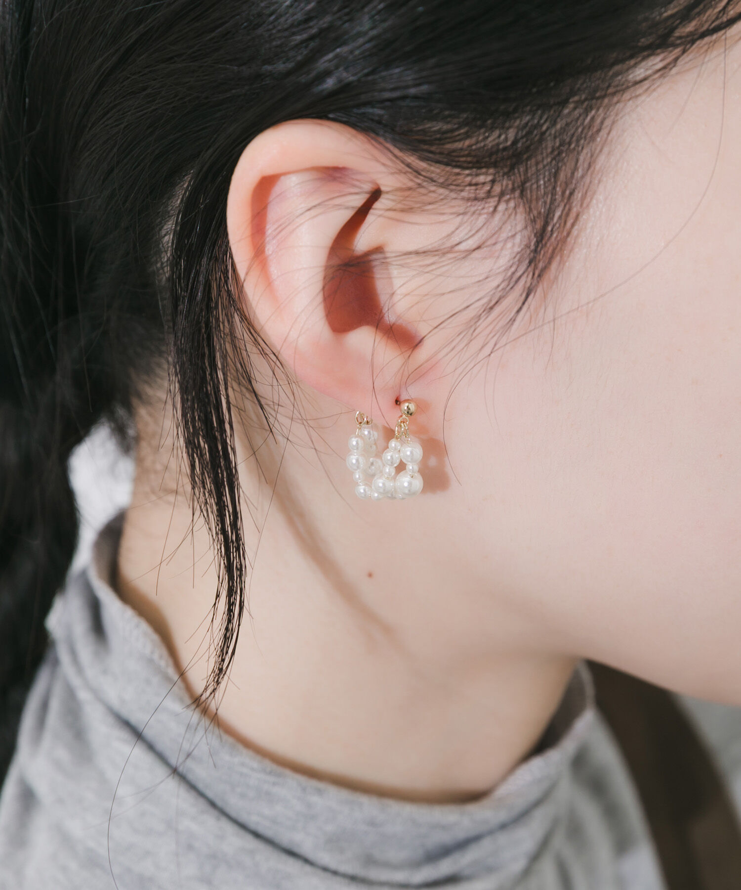 SMELLY「ランダムパールレイヤードピアス」|ピアス|