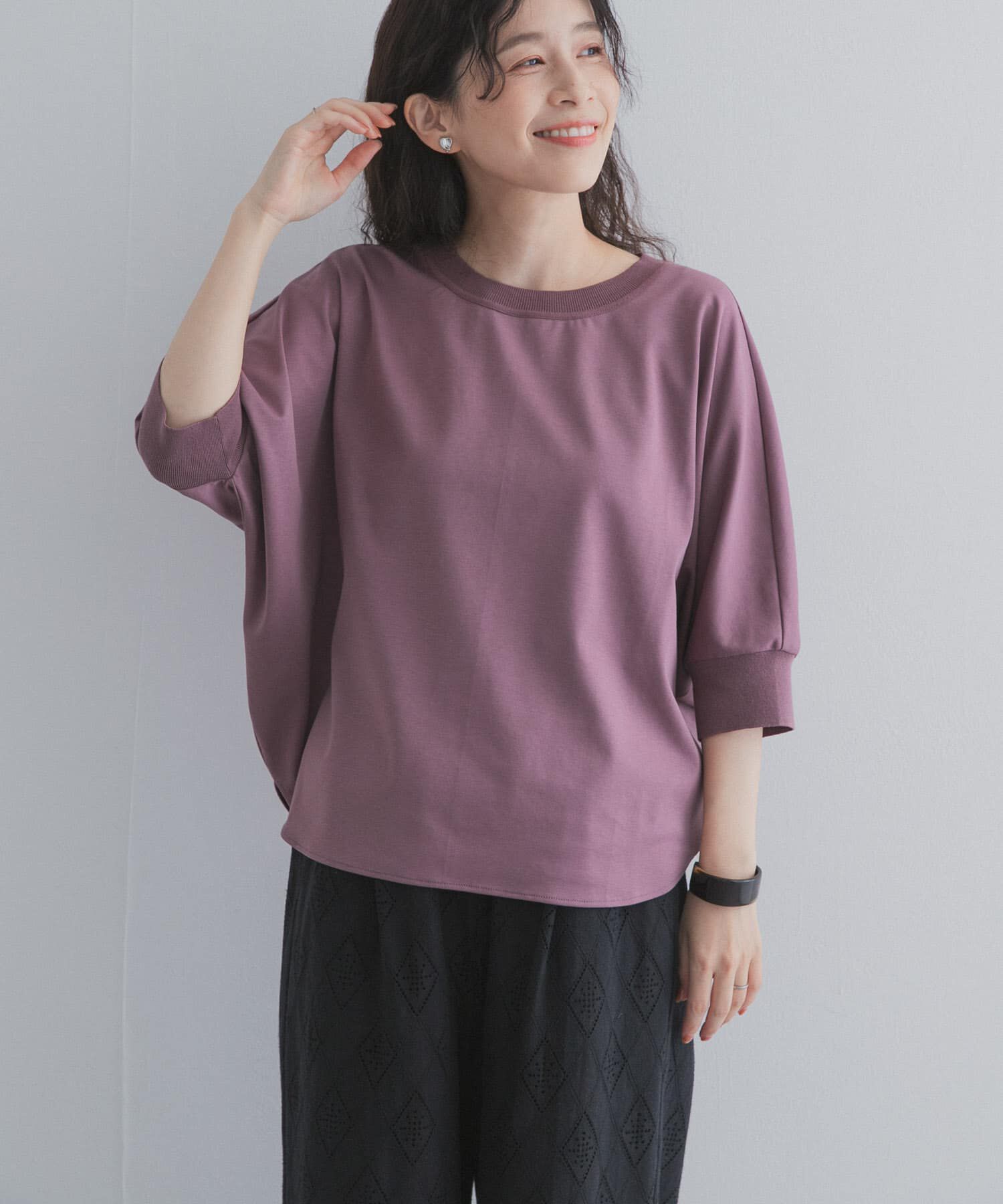 URBAN RESEARCH DOORS「ニットドッキングドルマン プルオーバー」|Tシャツ・カットソー|