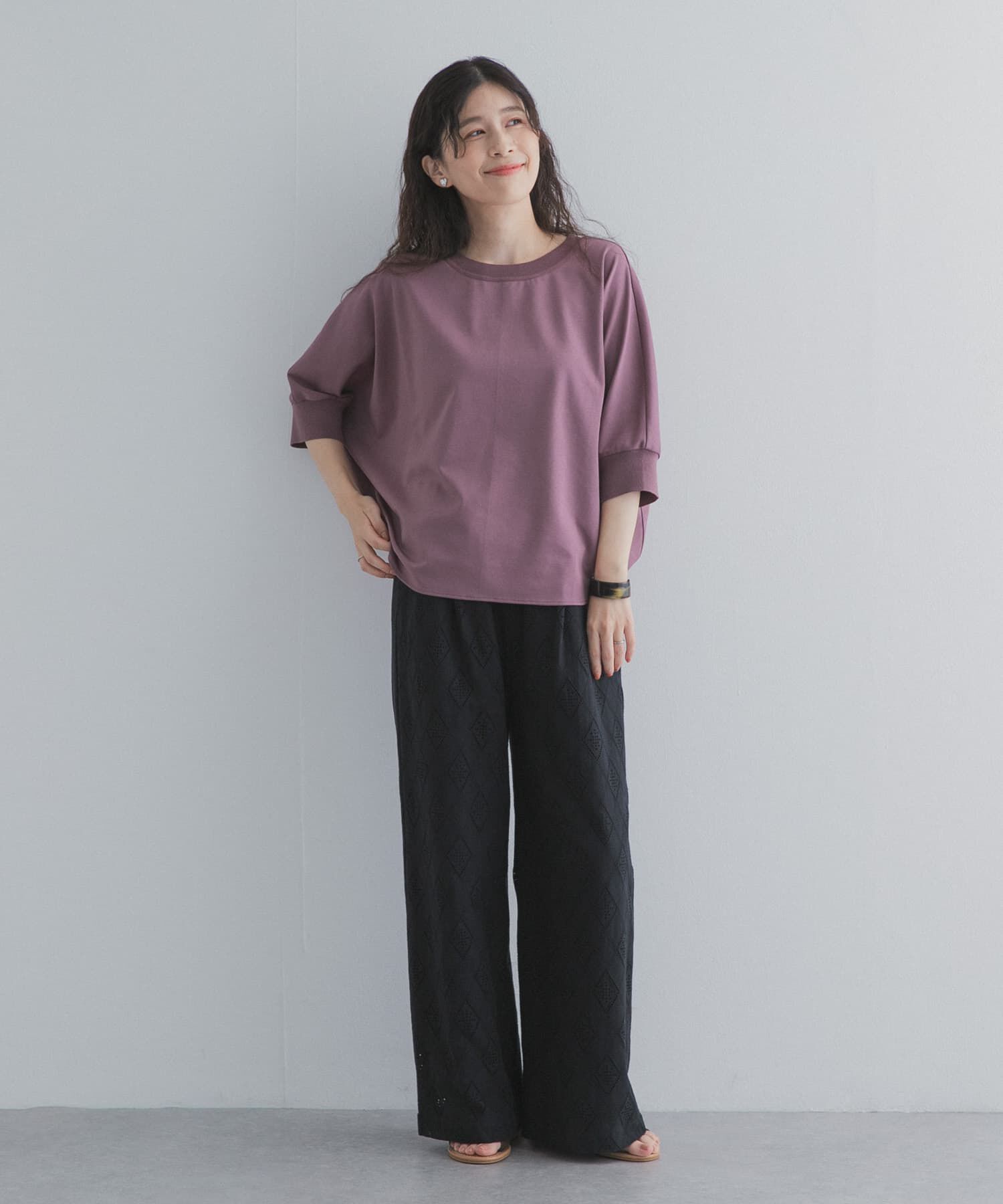 URBAN RESEARCH DOORS「ニットドッキングドルマン プルオーバー」|Tシャツ・カットソー|