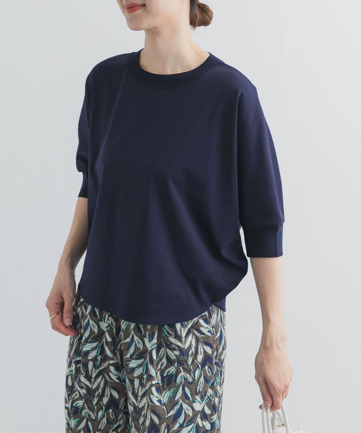 URBAN RESEARCH DOORS「ニットドッキングドルマン プルオーバー」|Tシャツ・カットソー|ネイビー