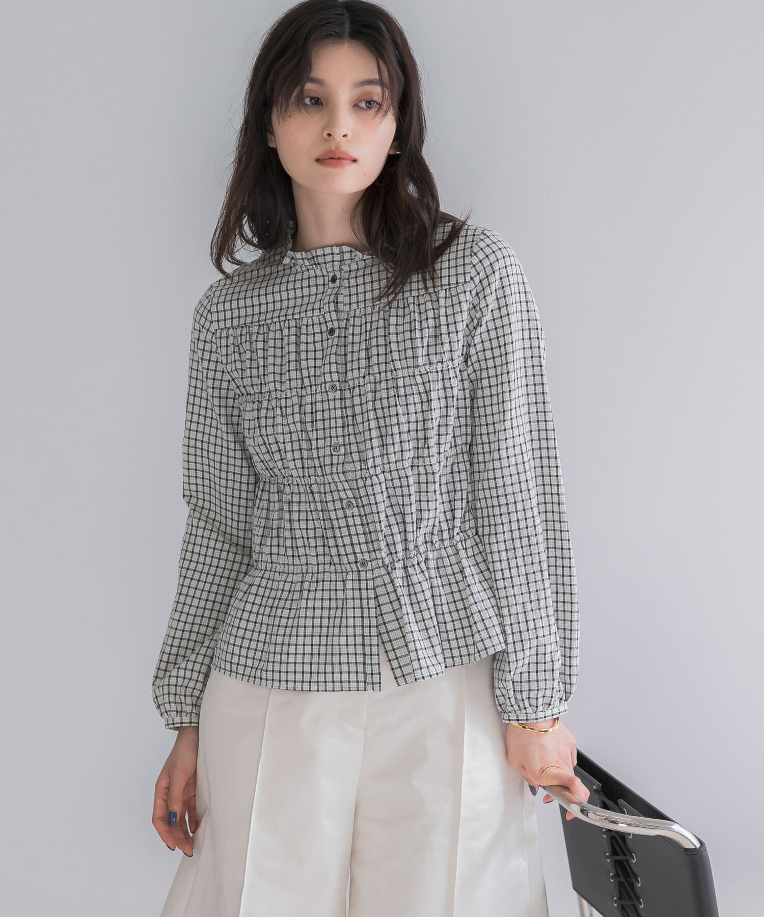 URBAN RESEARCH ROSSO「チェックシャーリングブラウス」|シャツ・ブラウス|