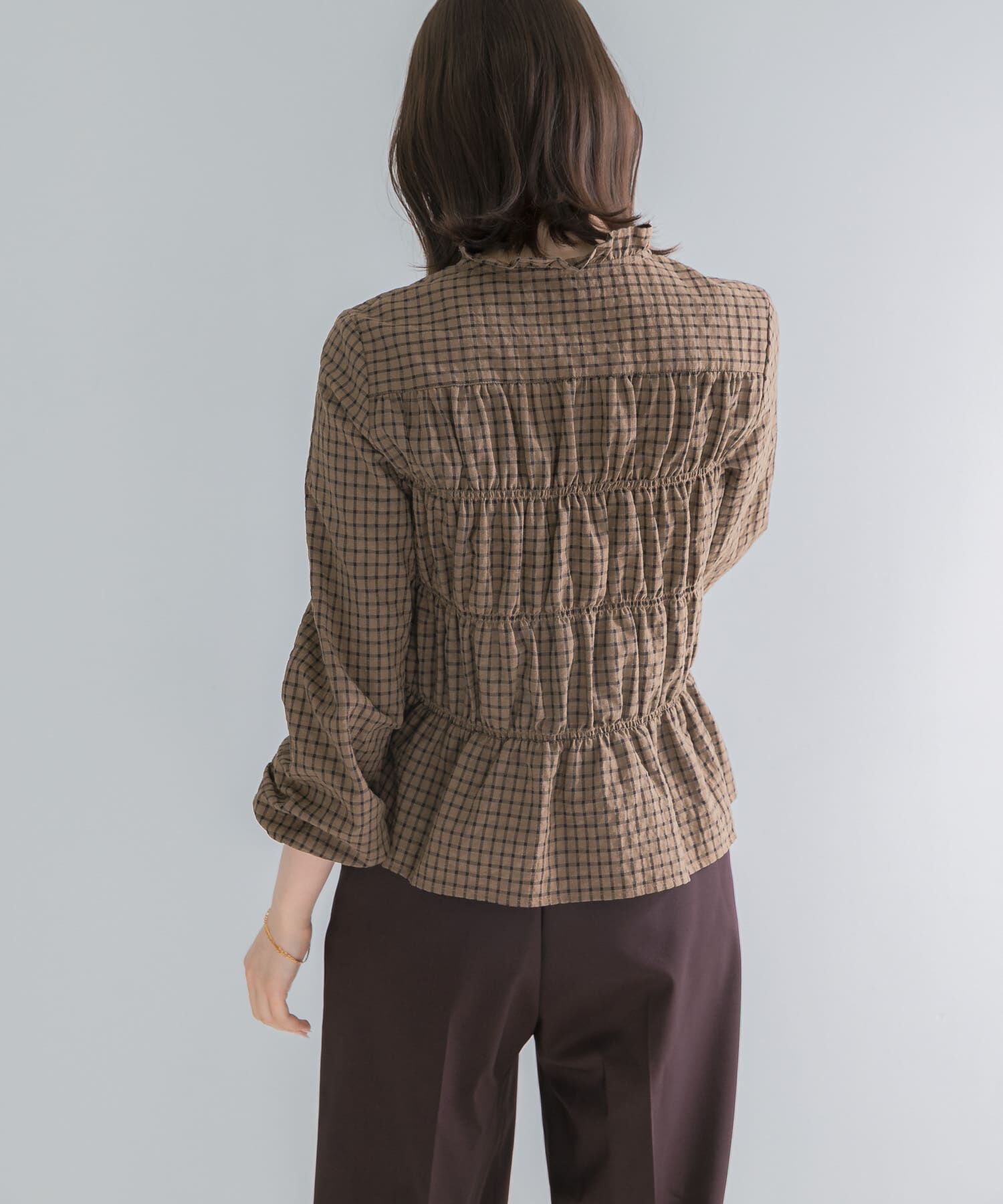 URBAN RESEARCH ROSSO「チェックシャーリングブラウス」|シャツ・ブラウス|