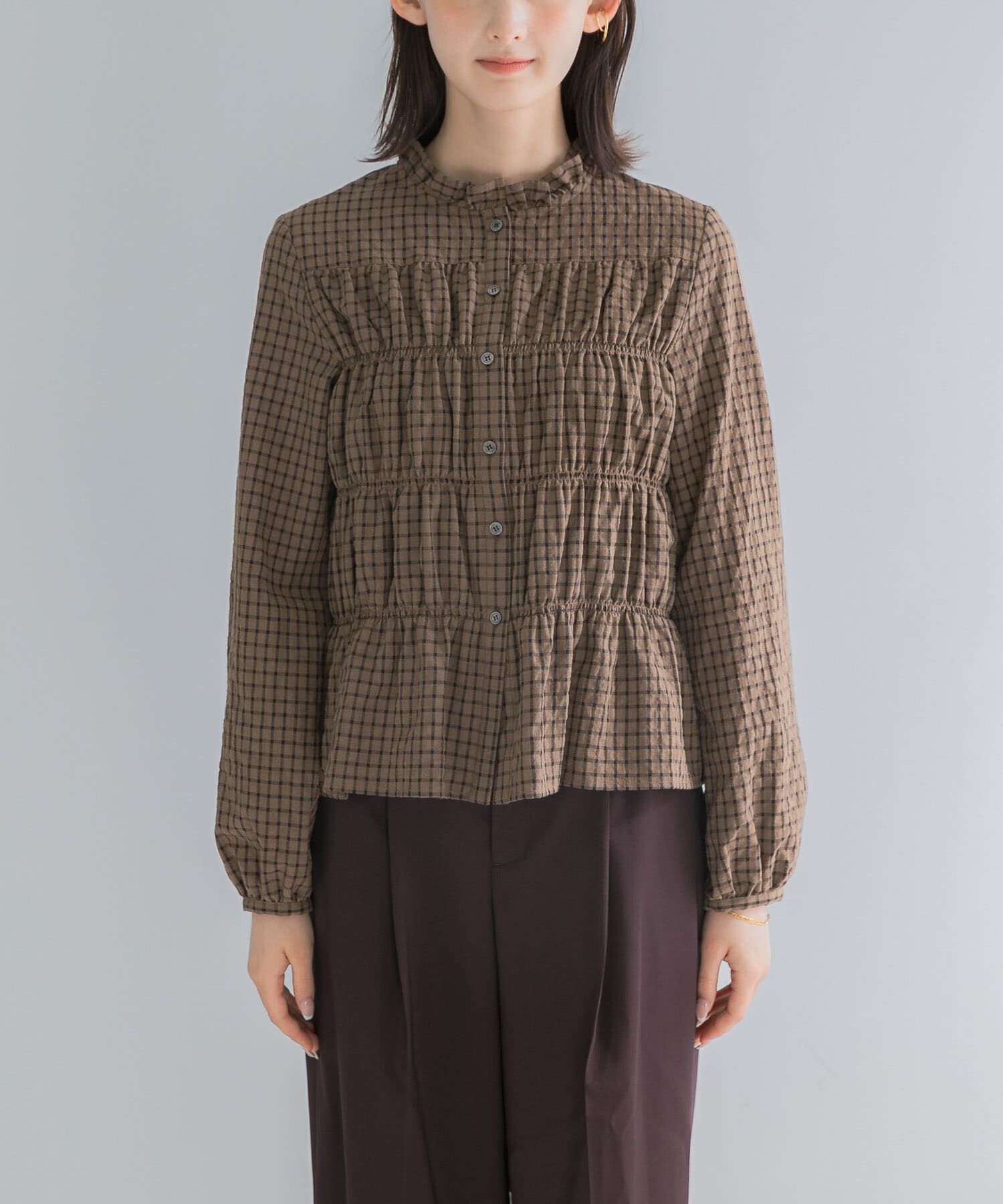 URBAN RESEARCH ROSSO「チェックシャーリングブラウス」|シャツ・ブラウス|