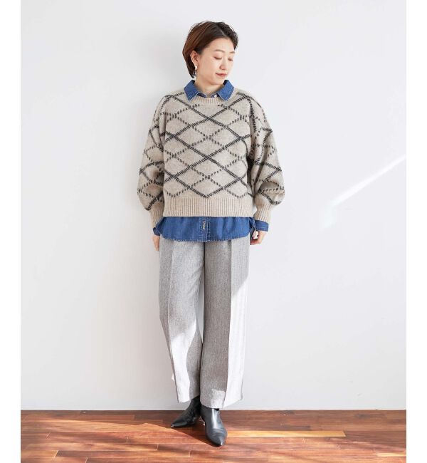 le.coeur blanc「ヘリンボーンタックワイドパンツ」|その他|