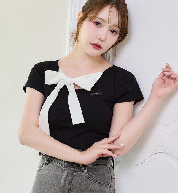  「【Lace Collection】裾レースリボンTee」|プルオーバー|