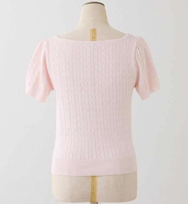 「刺繍入りレースドッキングケーブルニット」|ニット・セーター|