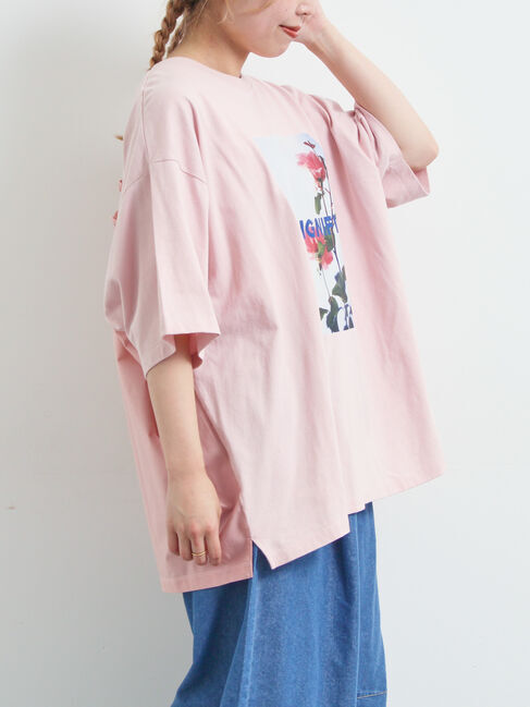 SM2「[接触冷感]バックシャーリング転写プリントTシャツ」|Tシャツ・カットソー|ピンク