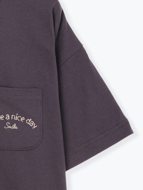 Samansa Mos2「【オーガニックコットン】刺繍ロゴTシャツ」|Tシャツ・カットソー|