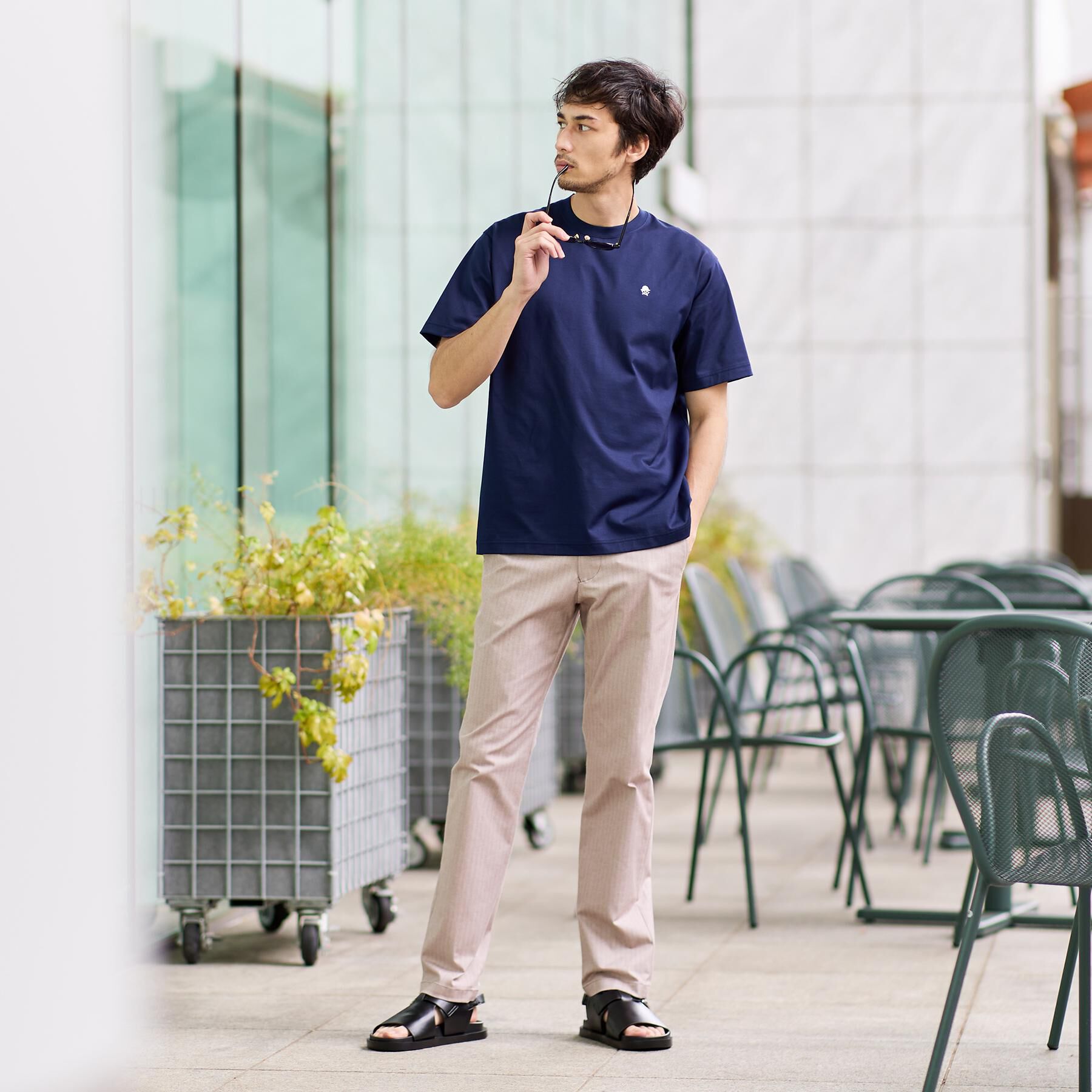 TAKEO KIKUCHI「【日本製】ワンポイント刺繍 半袖Tシャツ」|Tシャツ・カットソー|