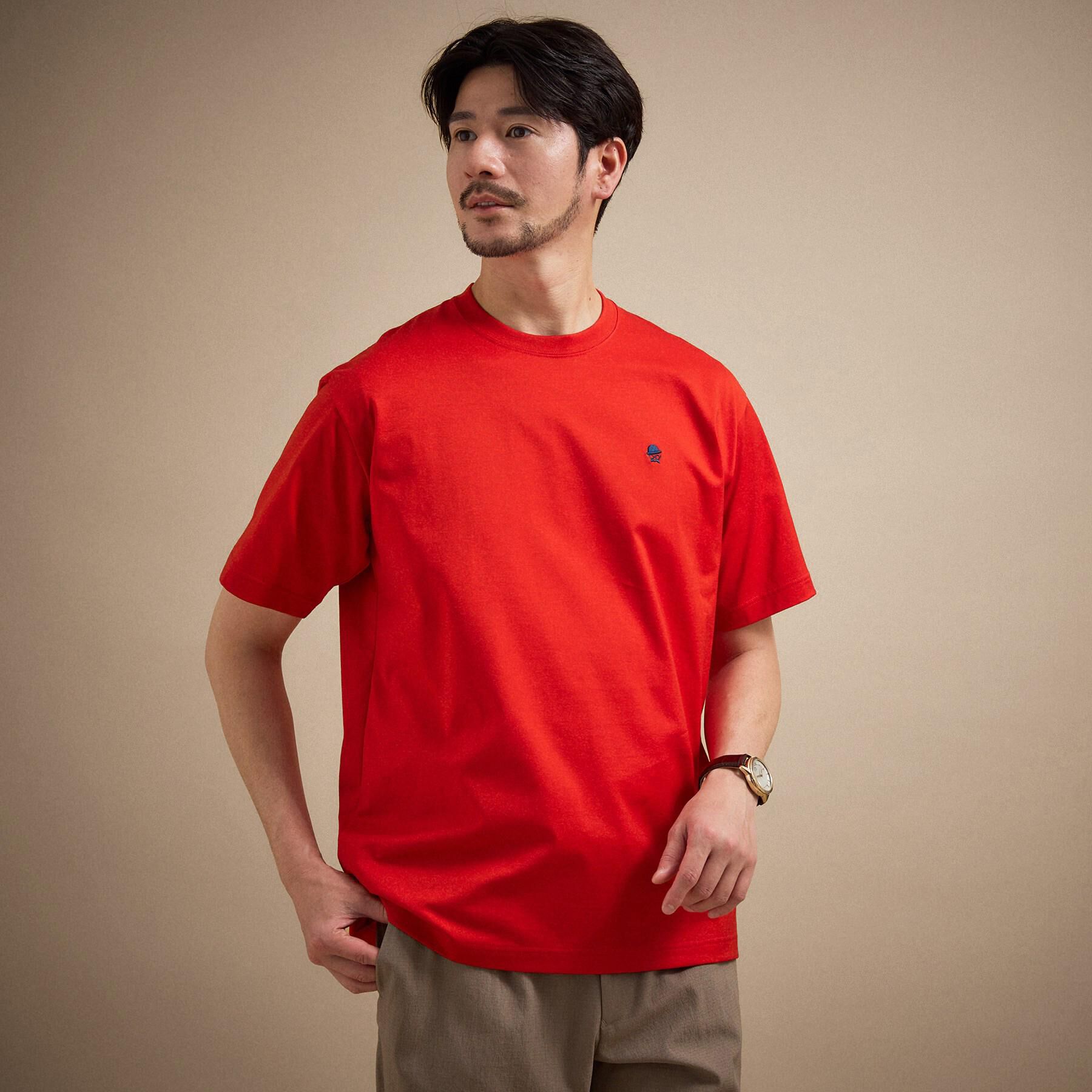 TAKEO KIKUCHI「【日本製】ワンポイント刺繍 半袖Tシャツ」|Tシャツ・カットソー|レッド(062)