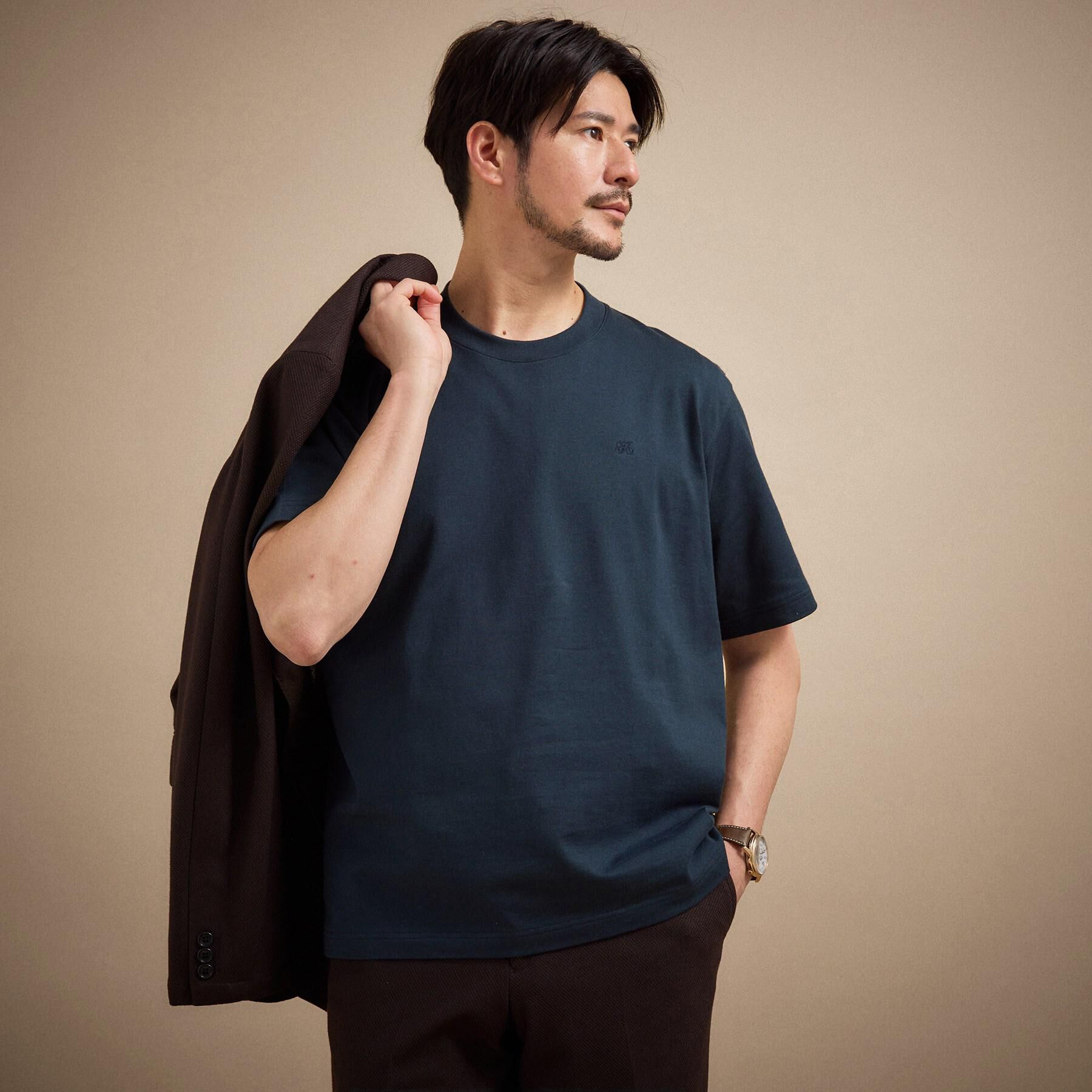 TAKEO KIKUCHI「【抗菌防臭】コットンテーラードTシャツ」|Tシャツ・カットソー|ネイビー(094)