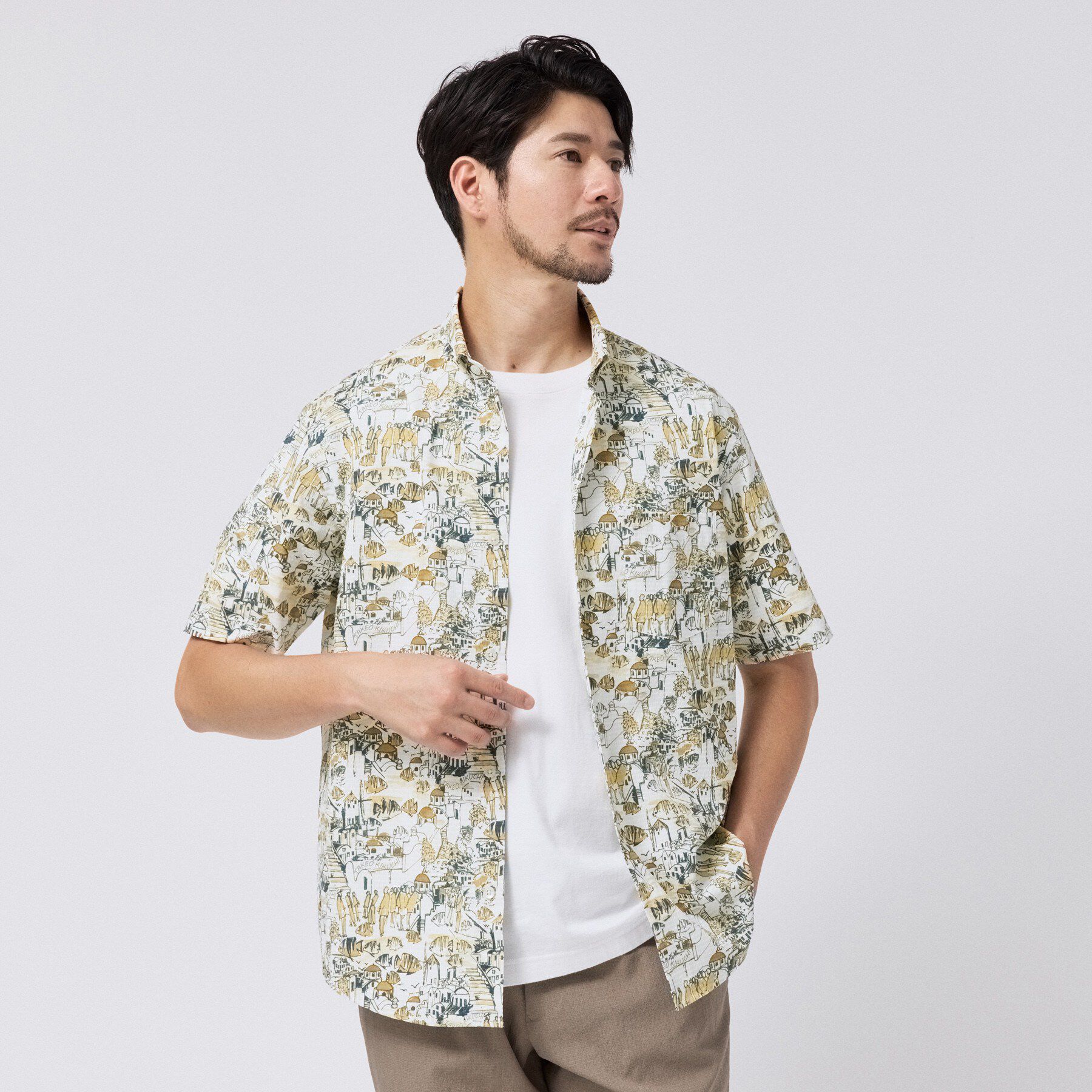 TAKEO KIKUCHI「【日本製】DotAir（R）リゾートプリント半袖シャツ」|シャツ・ブラウス|