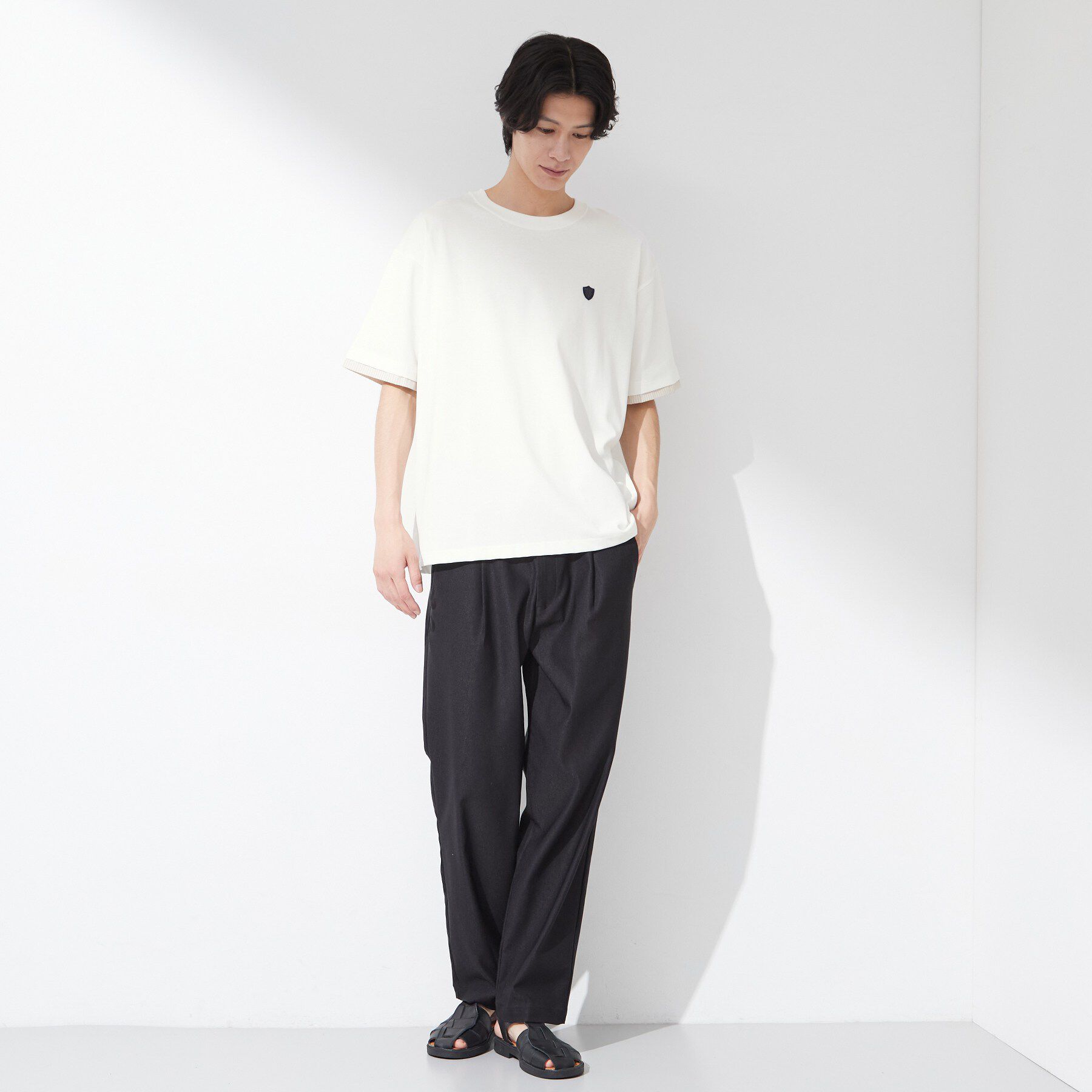 THE SHOP TK「【マシンウォッシャブル】袖レイヤード半袖Tシャツ」|Tシャツ・カットソー|