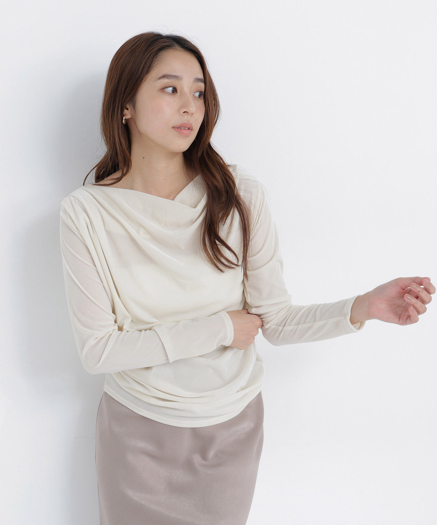  「ベロアドレープカットソー」|Tシャツ・カットソー|