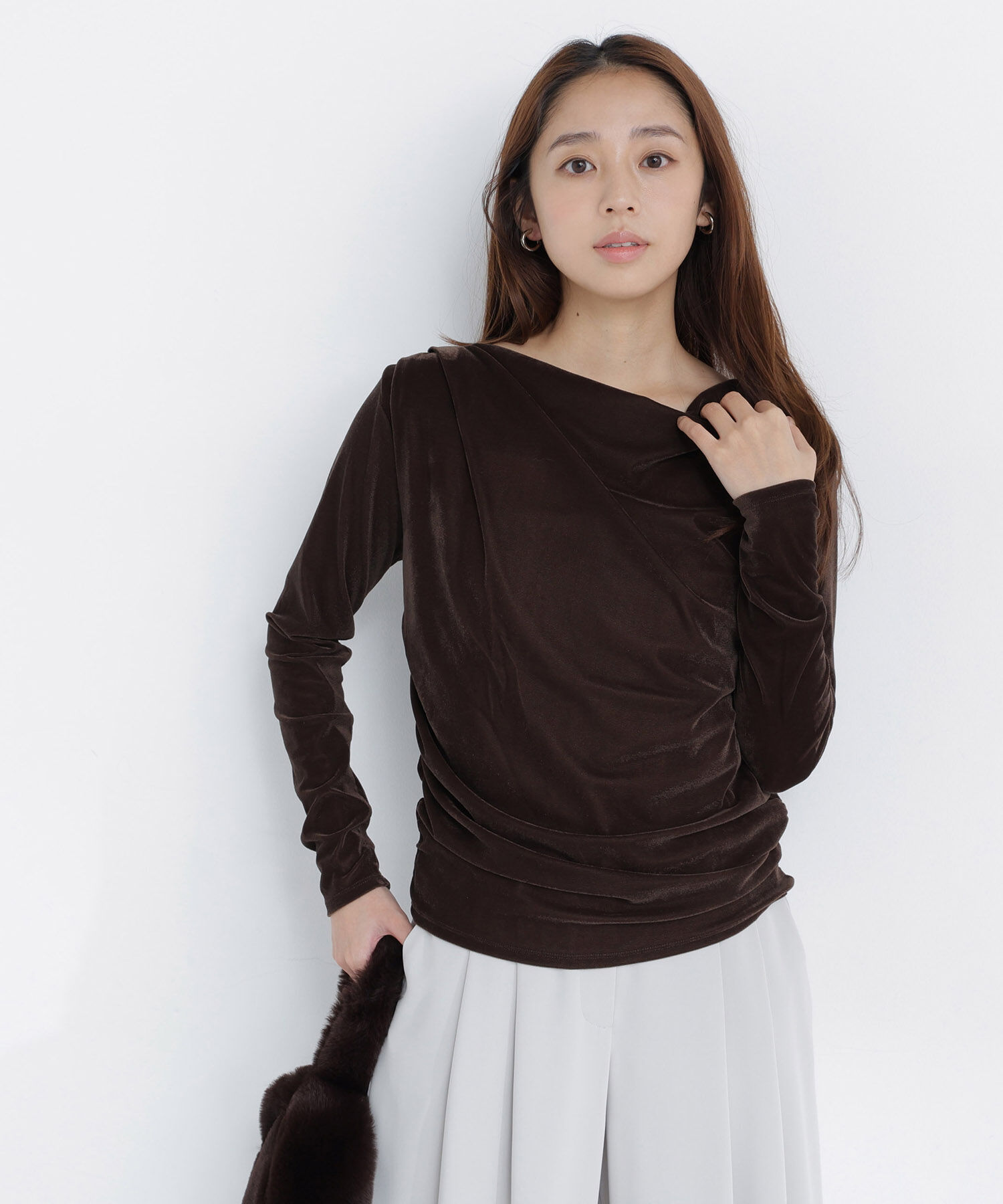  「ベロアドレープカットソー」|Tシャツ・カットソー|