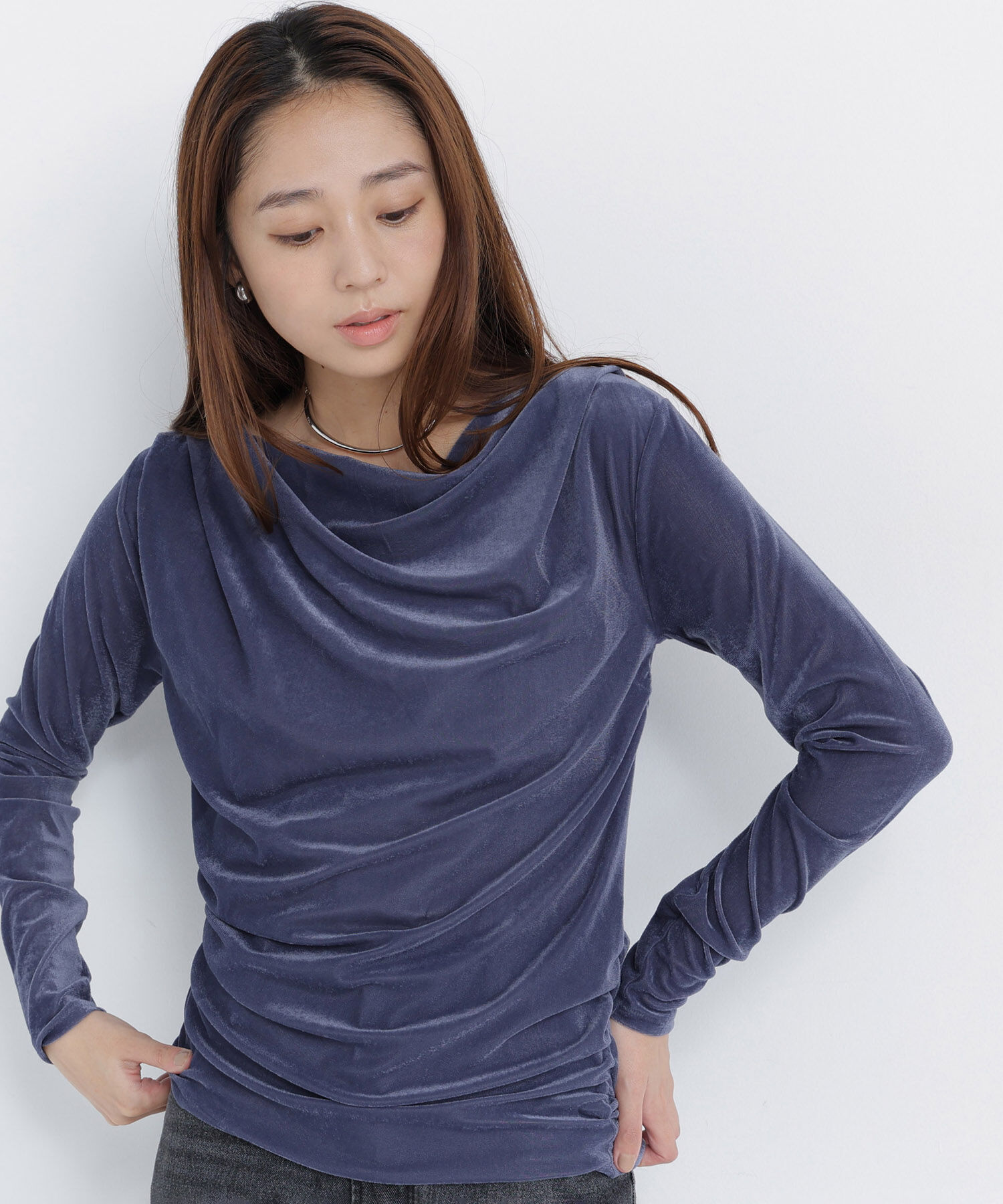  「ベロアドレープカットソー」|Tシャツ・カットソー|