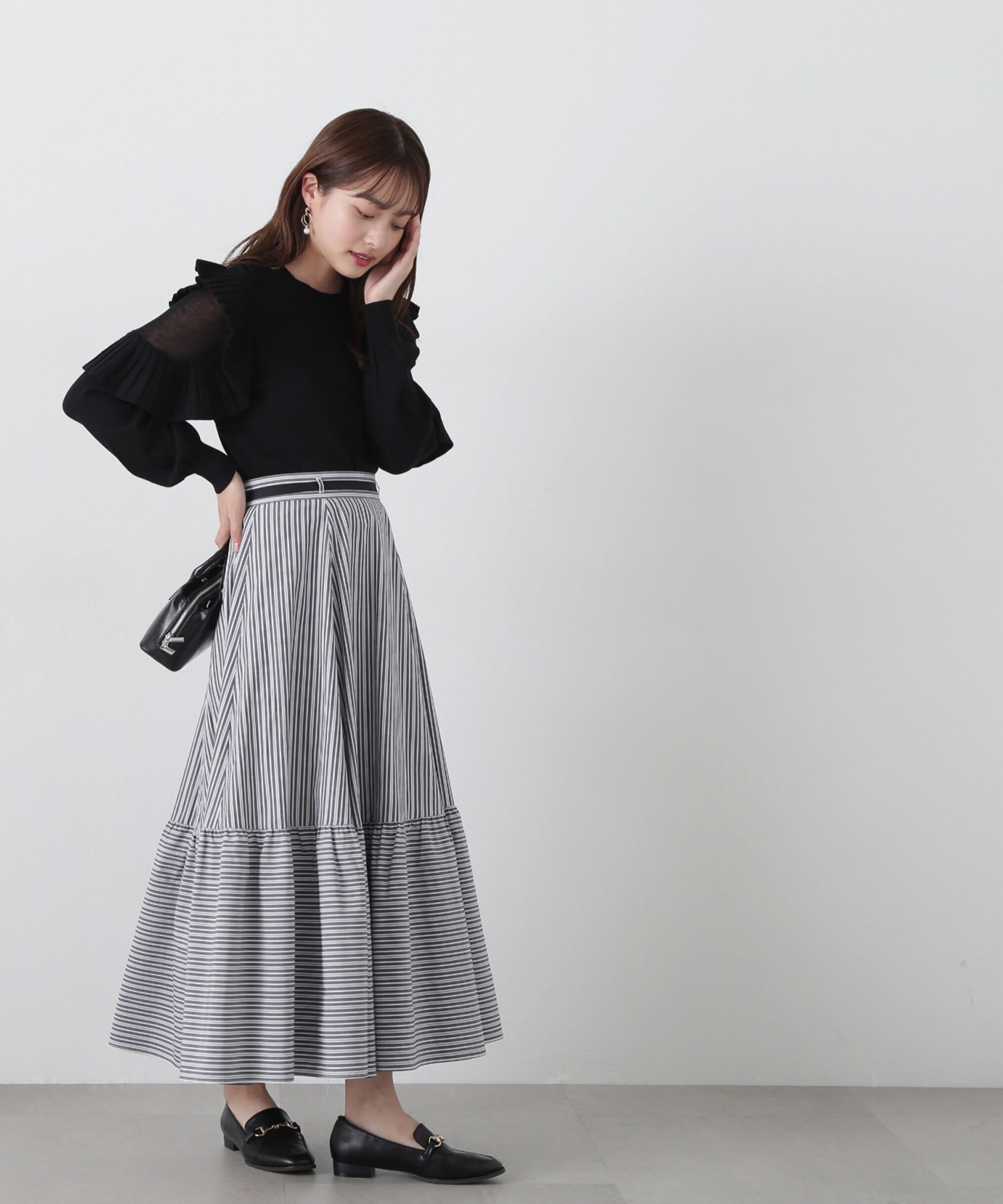 PROPORTION BODY DRESSING「リボン付きストライプスカート」|スカート|