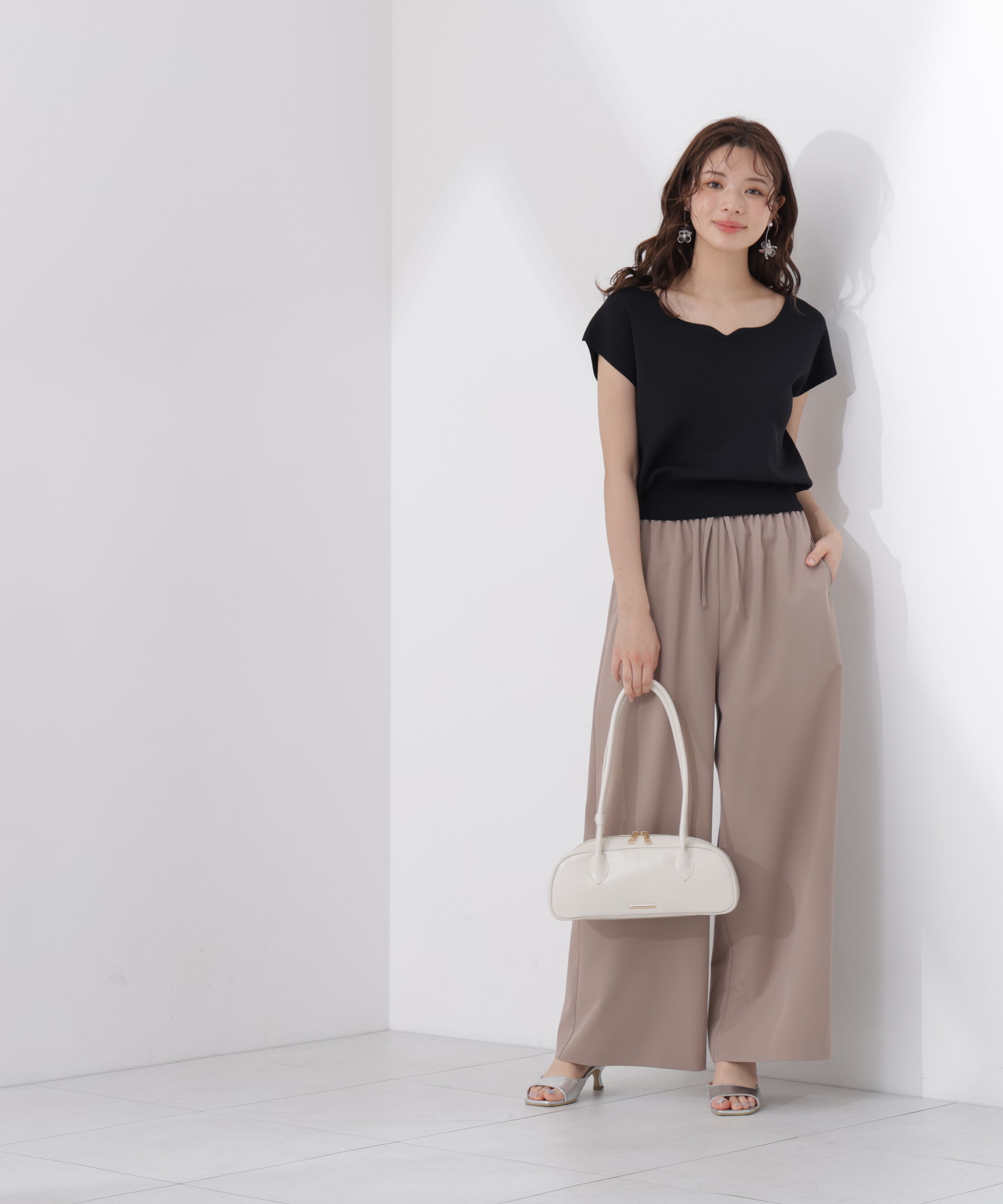 PROPORTION BODY DRESSING「<ｳｫｯｼｬﾌﾞﾙ/UVｶｯﾄ/接触冷感>総針ﾊｰﾄｶｯﾄﾌﾚﾝﾁｽﾘｰﾌ 」|ニット・セーター|