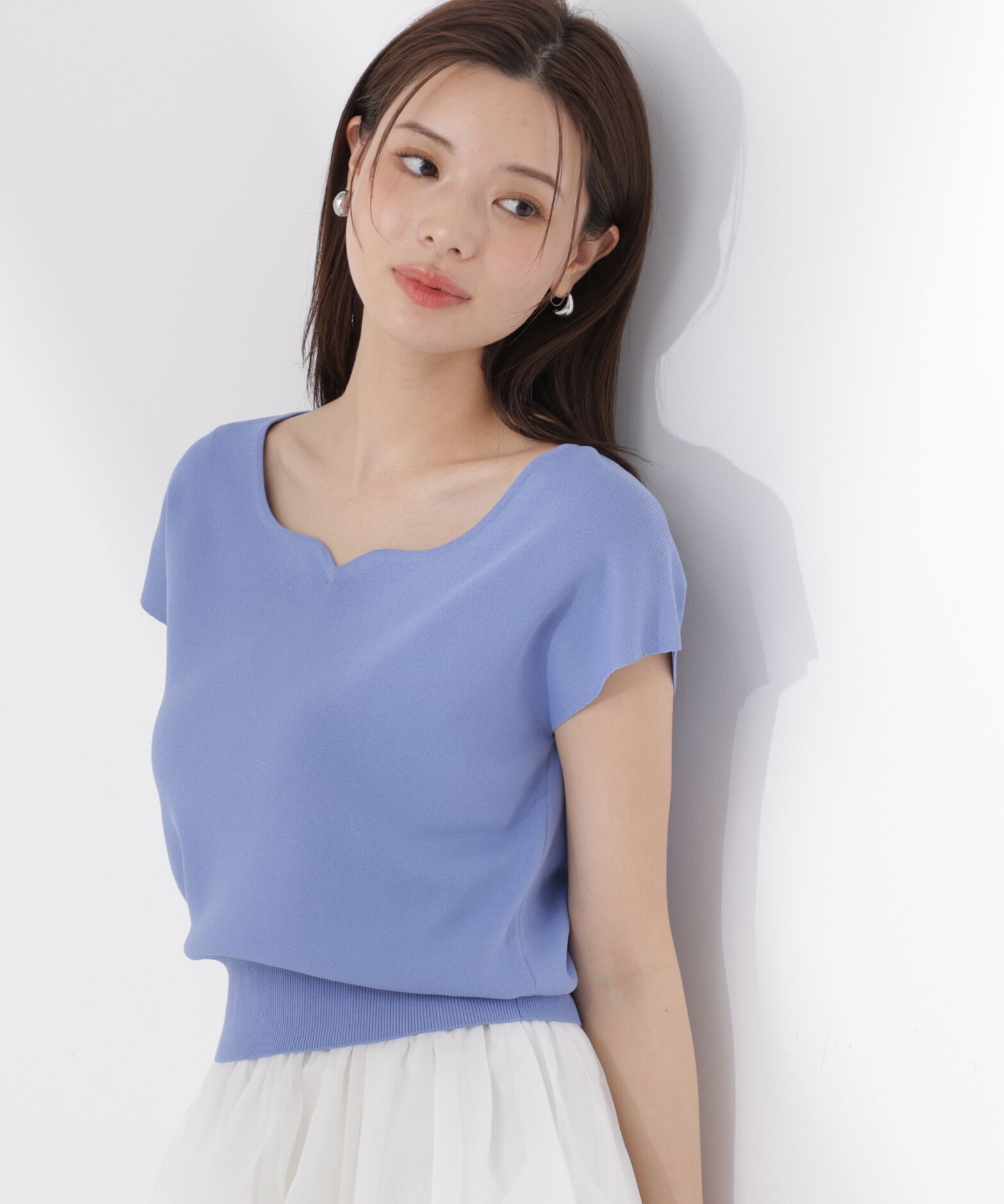 PROPORTION BODY DRESSING「<ｳｫｯｼｬﾌﾞﾙ/UVｶｯﾄ/接触冷感>総針ﾊｰﾄｶｯﾄﾌﾚﾝﾁｽﾘｰﾌ 」|ニット・セーター|