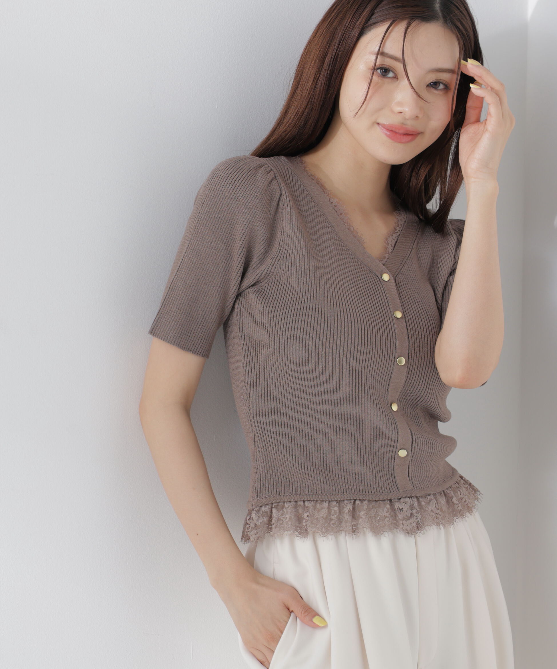 PROPORTION BODY DRESSING「レースレイヤード風リブニット」|ニット・セーター|
