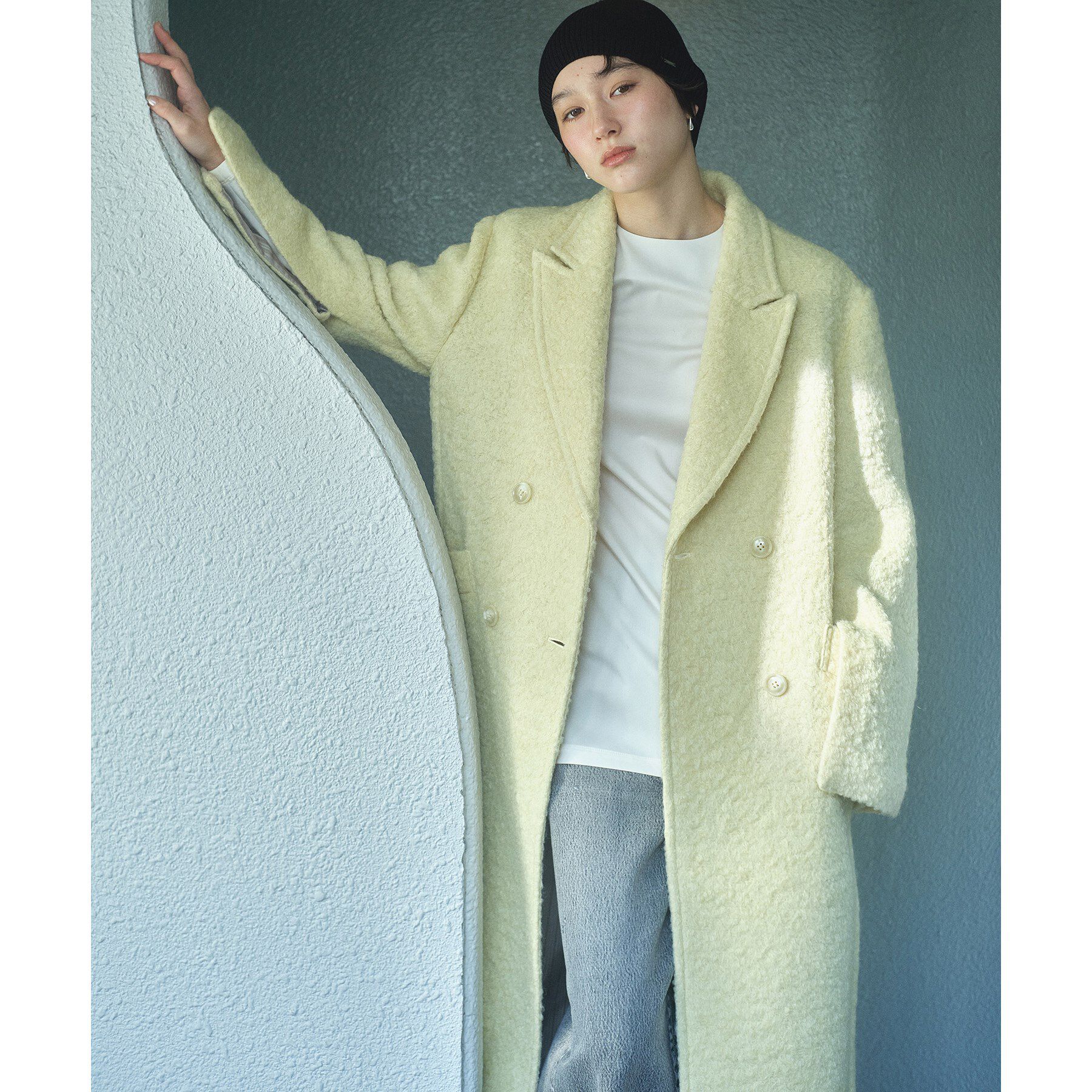 CODE A「M long coat」|チェスターコート|ライトイエロー(03