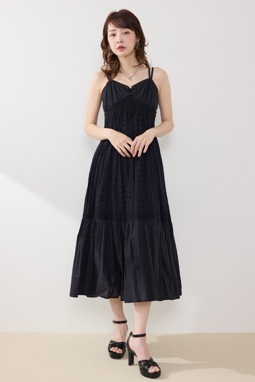 rienda「コットンレースティアードキャミワンピース」|ワンピース|BLK
