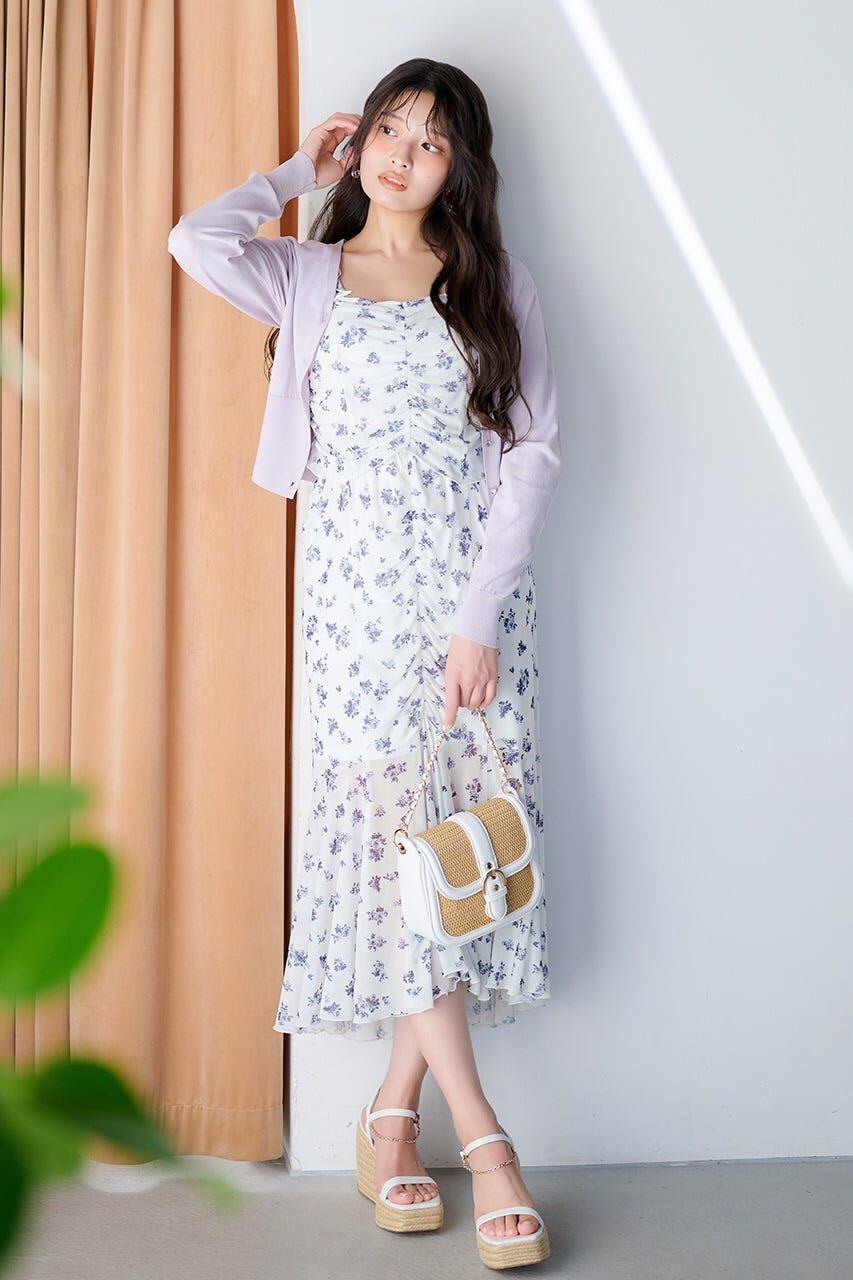 rienda「メッシュマーメイドギャザーワンピース」|ワンピース|柄WHT5