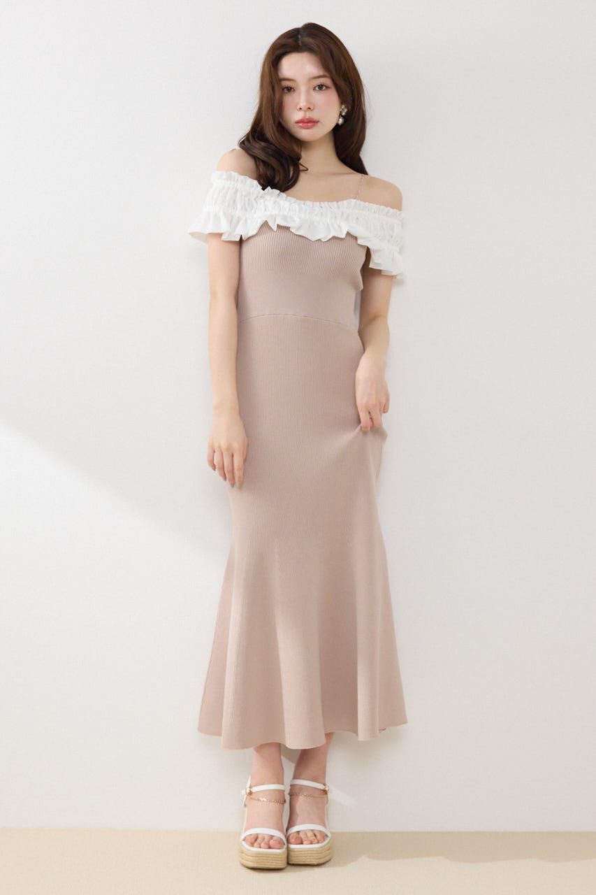 rienda「フリルドッキングニットワンピース」|ワンピース|