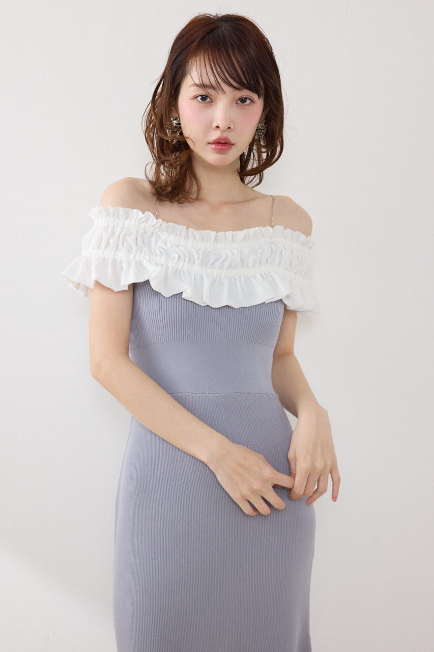 rienda「フリルドッキングニットワンピース」|ワンピース|