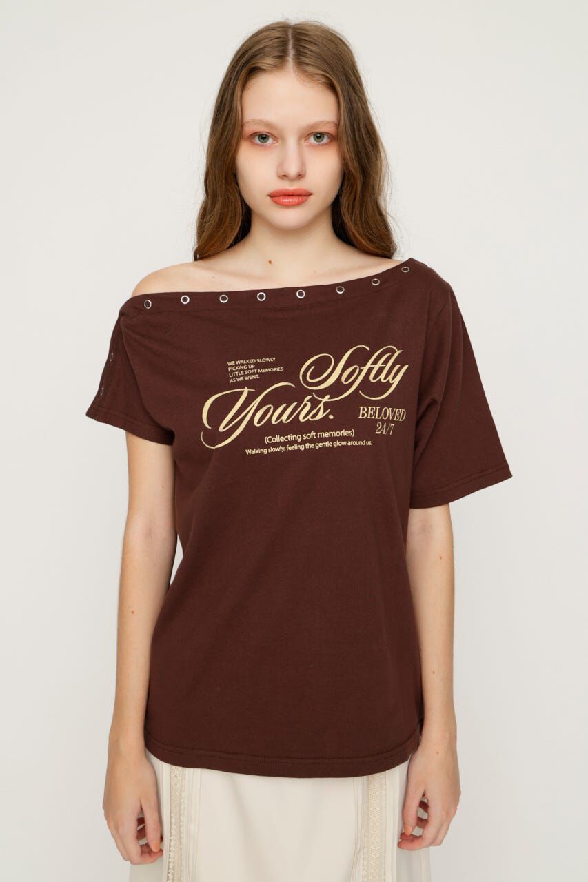SLY「ONE SHOULDER PRINT トップス」|Tシャツ・カットソー|