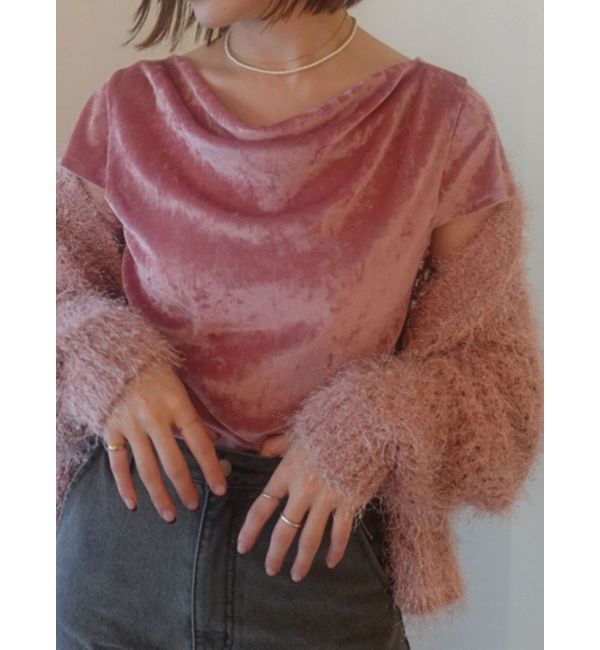 LAGUNAMOON「バックリボンベロアトップス」|Tシャツ・カットソー|