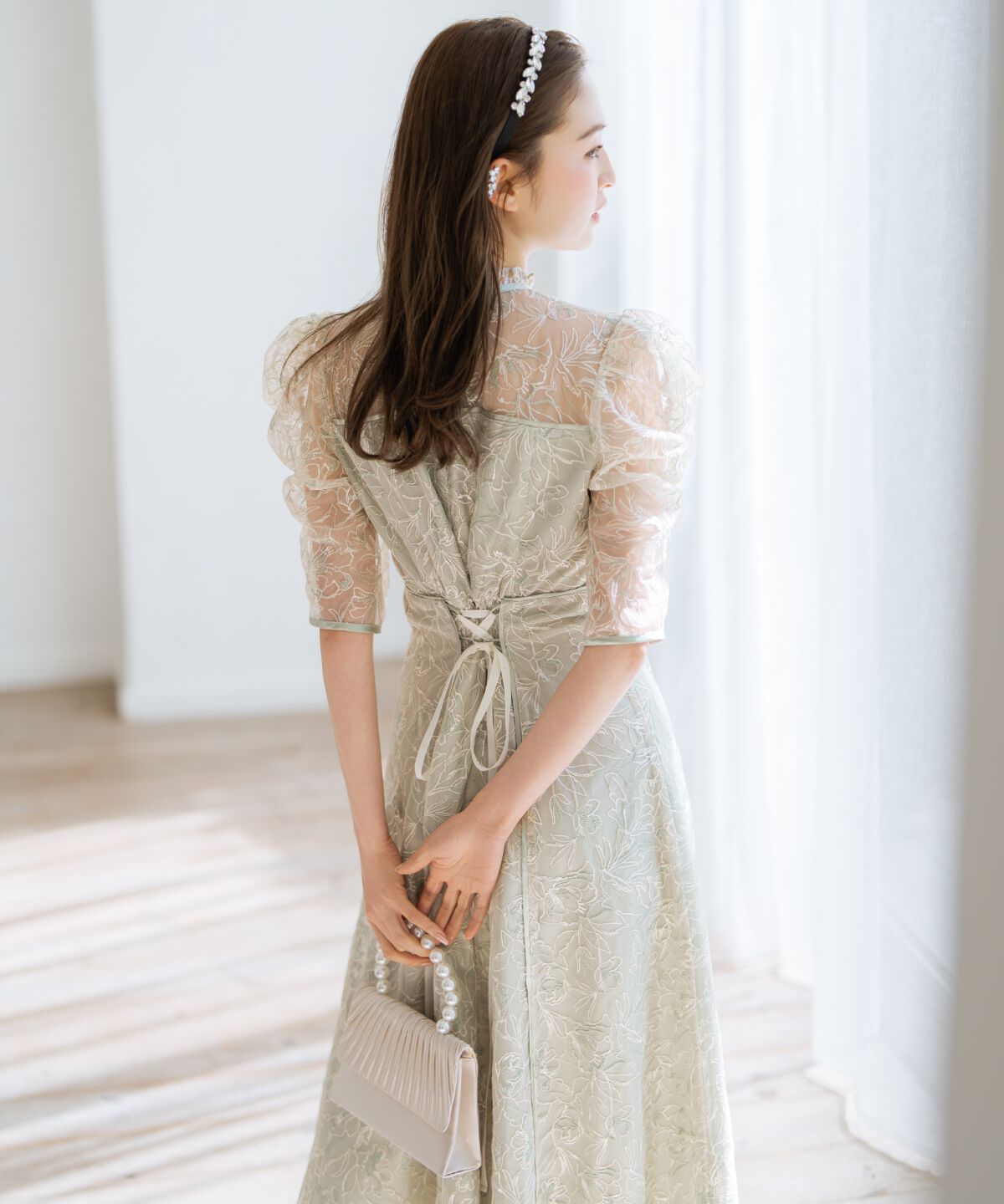 WILLSELECTION「パイピングライン刺繍ワンピース」|ドレス|
