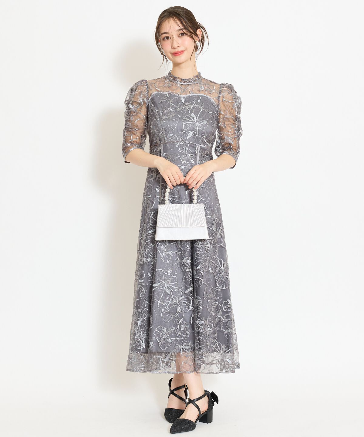 WILLSELECTION「パイピングライン刺繍ワンピース」|ドレス|ﾁｬｺｰﾙｸﾞﾚｰ
