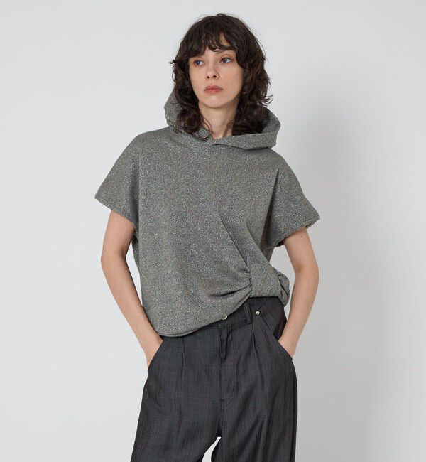 ASTRAET「＜ASTRAET＞ラメ ウラケ フーデッド ノースリーブプルオーバー」|パーカー|DK.GRAY