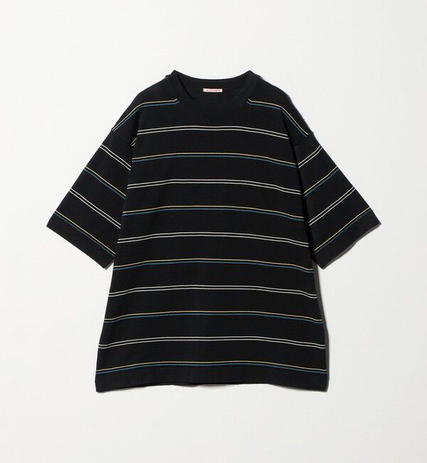 UNITED ARROWS green label relaxing「＜RYE TENDER＞CENTRE TEE BORDER センターT ボーダー ニットT 半袖ニット」|ニット・セーター|BLACK