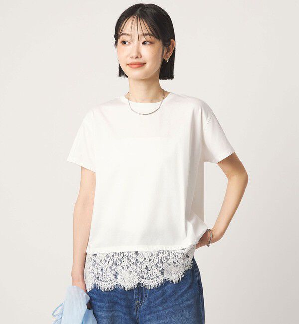 UNITED ARROWS green label relaxing「スソ レース ショートスリーブ カットソー」|Tシャツ・カットソー|