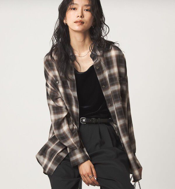 UNITED ARROWS green label relaxing「［size SHORTあり］シアー チェック シャツ」|シャツ・ブラウス|